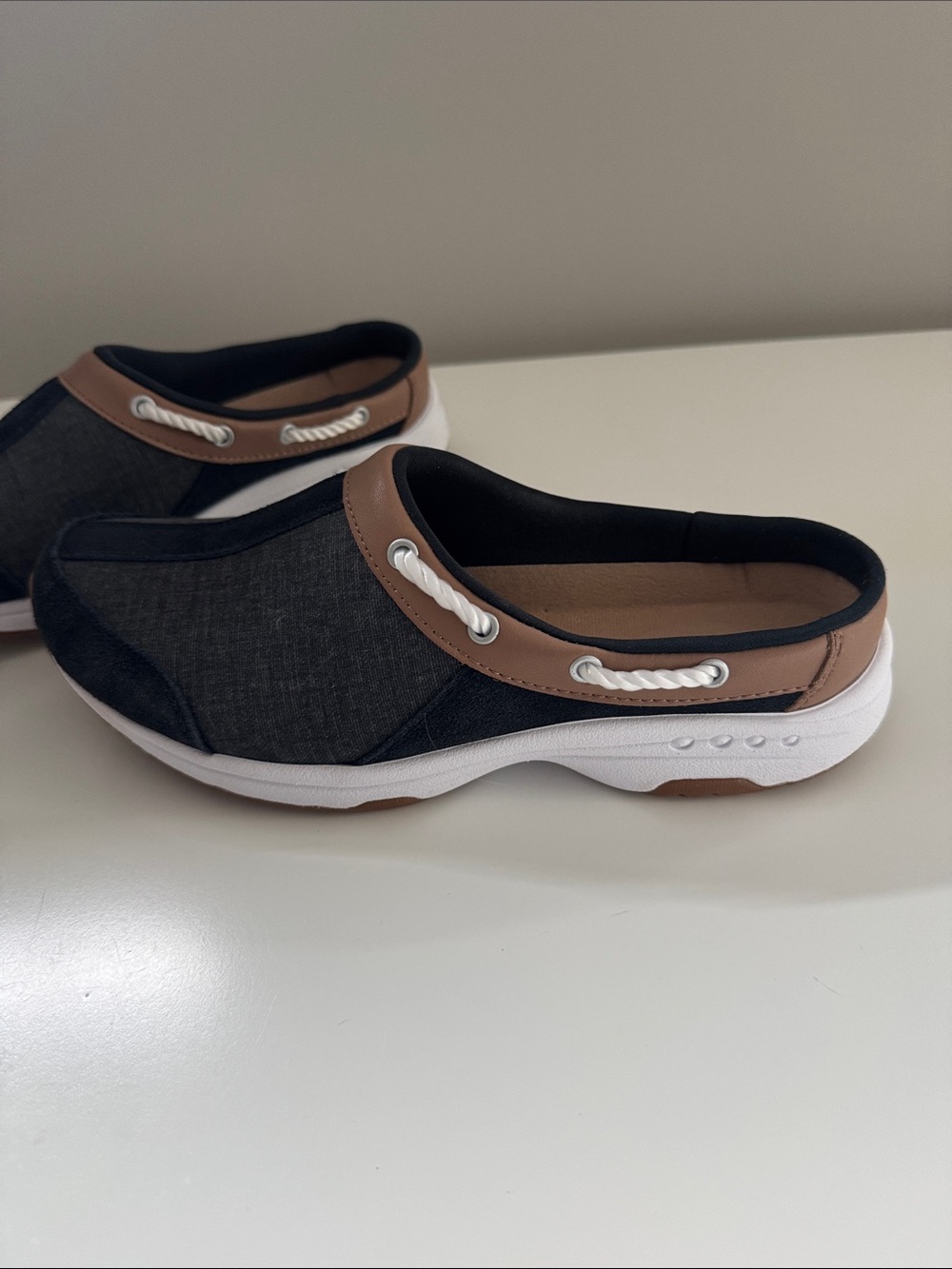 Easy Spirit Gray and Navy Slip-On Mules - Picture 2 of 6